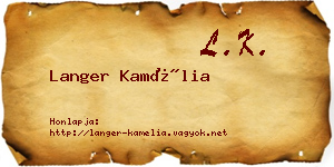 Langer Kamélia névjegykártya